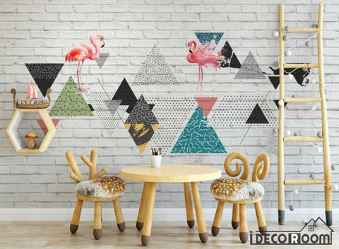 Image of Modern minimalist geometric flamingo Nordic wallpaper wall murals IDCWP-HL-000503