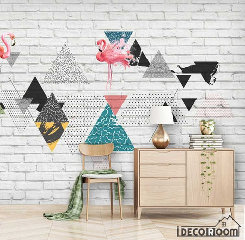Image of Modern minimalist geometric flamingo Nordic wallpaper wall murals IDCWP-HL-000503