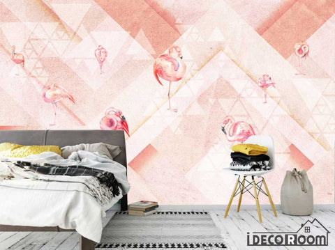 Image of Pink Flamingo Fashion Abstract Geometric wallpaper wall murals IDCWP-HL-000506