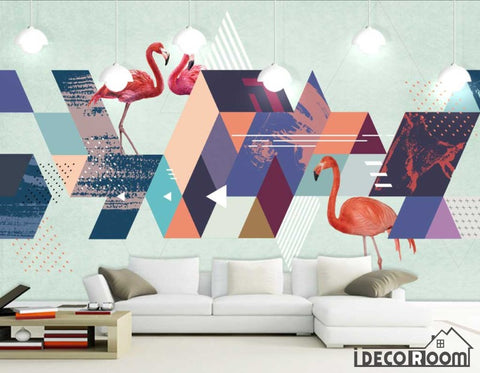 Image of Scandinavian Retro Flamingo Bedroom Design wallpaper wall murals IDCWP-HL-000507