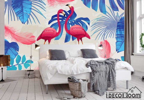 Image of Modern minimalist abstract flamingo wide leave wallpaper wall murals IDCWP-HL-000508