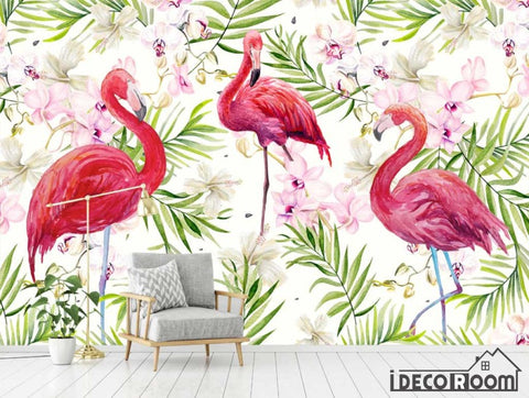 Image of Modern Flamingo tropical rainforest Nordic wallpaper wall murals IDCWP-HL-000513