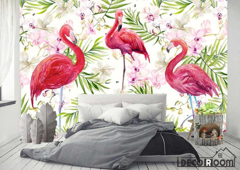 Image of Modern Flamingo tropical rainforest Nordic wallpaper wall murals IDCWP-HL-000513