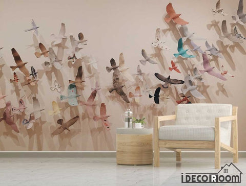 Image of Nordic modern minimalist 3d flock of birds wallpaper wall murals IDCWP-HL-000514