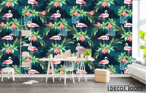 Image of Nordic minimalist watercolor flamingo wallpaper wall murals IDCWP-HL-000519
