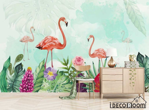 Image of Scandinavian retro flamingo sofa wallpaper wall murals IDCWP-HL-000528