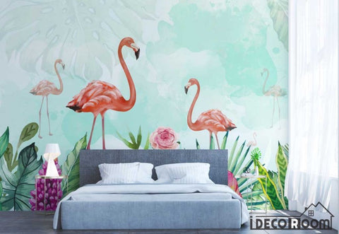 Image of Scandinavian retro flamingo sofa wallpaper wall murals IDCWP-HL-000528