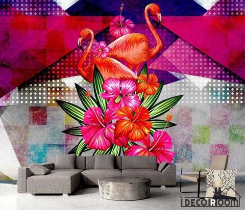 Image of minimalism black white geometric flamingo wallpaper wall murals IDCWP-HL-000534