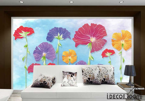 Image of Modern minimalist watercolor flowers wallpaper wall murals IDCWP-HL-000539