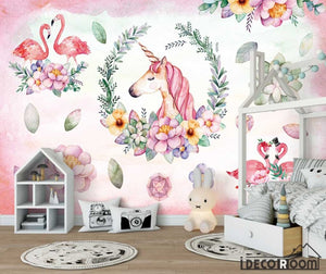 Nordic minimalist flamingo decoration wallpaper wall murals IDCWP-HL-000547