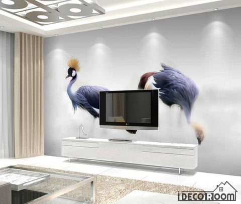 Image of Nordic Ostrich Flamingo sofa wallpaper wall murals IDCWP-HL-000554