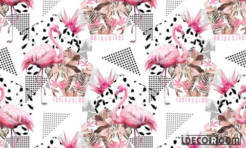 Image of Nordic Floral Flamingo wallpaper wall murals IDCWP-HL-000558