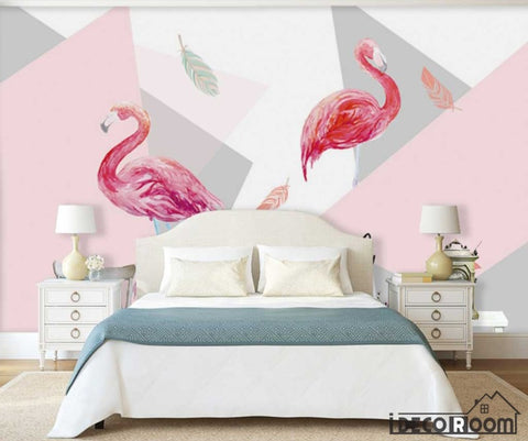 Image of Nordic Geometric Flamingo wallpaper wall murals IDCWP-HL-000560