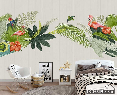 Image of Nordic Tropical Rainforest Flamingo wallpaper wall murals IDCWP-HL-000562