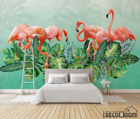 Image of Nordic minimalist tropical plant flamingo sofa wallpaper wall murals IDCWP-HL-000563