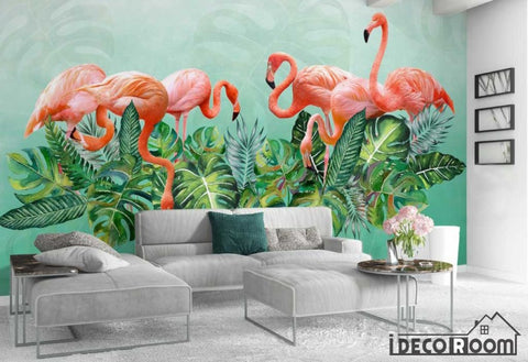 Image of Nordic minimalist tropical plant flamingo sofa wallpaper wall murals IDCWP-HL-000563