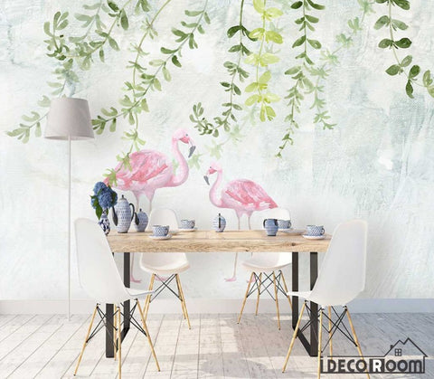 Image of Nordic Watercolor Flamingo Sofa wallpaper wall murals IDCWP-HL-000570