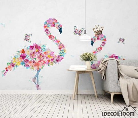 Image of Modern minimalist floral Flamingo Nordic wallpaper wall murals IDCWP-HL-000573