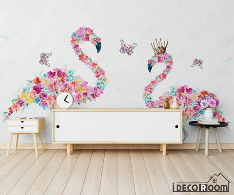 Image of Modern minimalist floral Flamingo Nordic wallpaper wall murals IDCWP-HL-000573