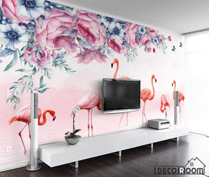 Nordic rose butterfly flamingo wallpaper wall murals IDCWP-HL-000576