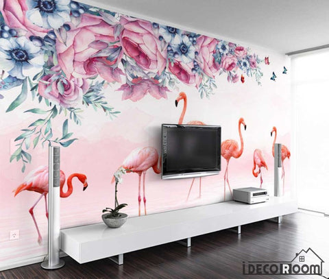 Image of Nordic rose butterfly flamingo wallpaper wall murals IDCWP-HL-000576