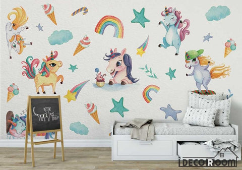 Image of Nordic minimalist unicorn decoration wallpaper wall murals IDCWP-HL-000577