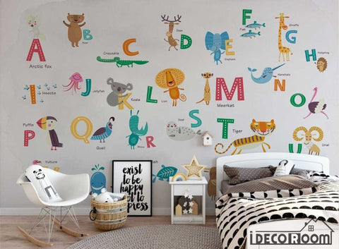 Image of Nordic Cartoon Animal 26 Letter Theme wallpaper wall murals IDCWP-HL-000581