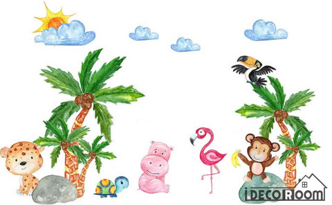 Image of Nordic simple cartoon animal plant wallpaper wall murals IDCWP-HL-000583