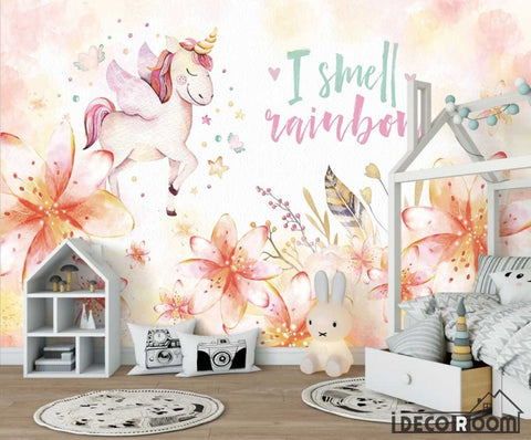 Image of Nordic minimalist unicorn wallpaper wall murals IDCWP-HL-000595