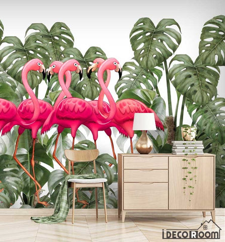 Image of Scandinavian Turtle Leaf Flamingo wallpaper wall murals IDCWP-HL-000606