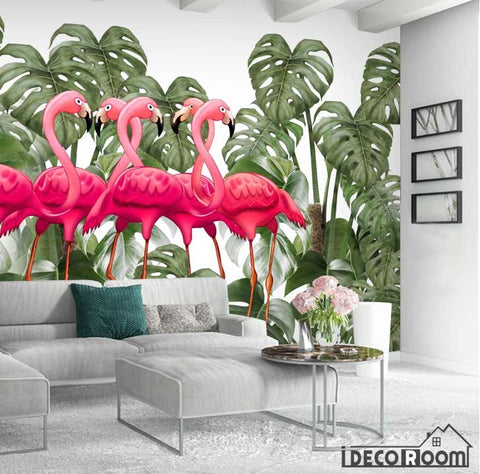 Image of Scandinavian Turtle Leaf Flamingo wallpaper wall murals IDCWP-HL-000606