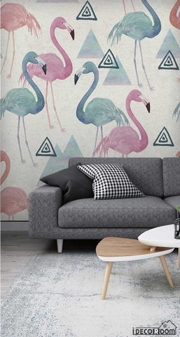 Image of plant tropical rainforest flamingo wallpaper wall murals IDCWP-HL-000609