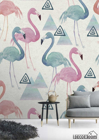 Image of plant tropical rainforest flamingo wallpaper wall murals IDCWP-HL-000609