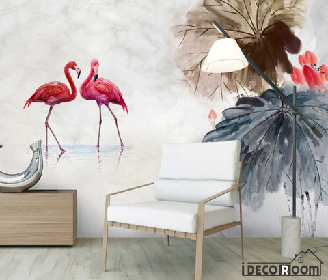 Image of flamingo simple elegant Nordic wallpaper wall murals IDCWP-HL-000611