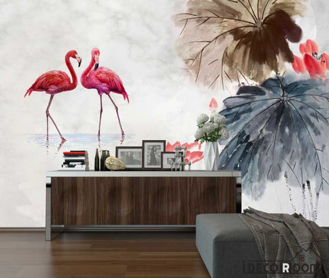 Image of flamingo simple elegant Nordic wallpaper wall murals IDCWP-HL-000611