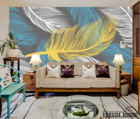Image of Modern minimalist feathers Nordic wallpaper wall muralss IDCWP-HL-000613