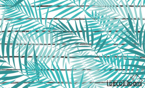 Image of Blue leaves tropical rainforest wallpaper wall murals IDCWP-HL-000617