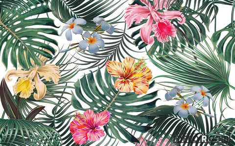 Image of Flowers foliage tropical rainforest wallpaper wall murals IDCWP-HL-000629