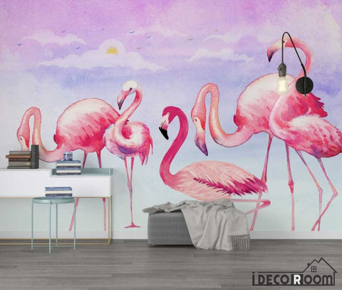 Image of Nordic style modern minimalist Flamingo wallpaper wall murals IDCWP-HL-000644