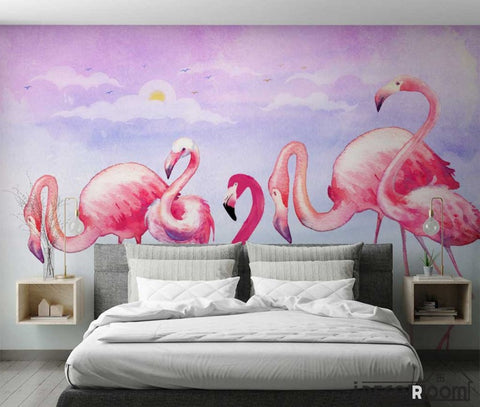 Image of Nordic style modern minimalist Flamingo wallpaper wall murals IDCWP-HL-000644