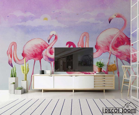 Image of Nordic style modern minimalist Flamingo wallpaper wall murals IDCWP-HL-000644