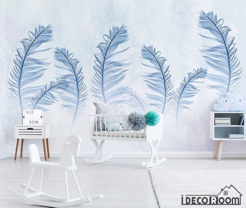 Image of Modern minimalist color feather Nordic wallpaper wall murals IDCWP-HL-000655