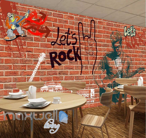 Image of Rock Rebel Graffiti Brick Showcase Art Wall Murals Wallpaper Decals Prints Decor IDCWP-JB-000007