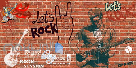 Image of Rock Rebel Graffiti Brick Showcase Art Wall Murals Wallpaper Decals Prints Decor IDCWP-JB-000007