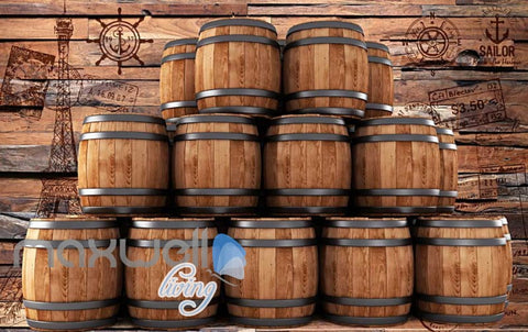 Image of World Travel Barrel Ship Wood Art Wall Murals Wallpaper Decals Prints Decor IDCWP-JB-000008
