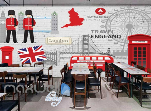 Image of London England Travel Red Art Wall Murals Wallpaper Decals Prints Decor IDCWP-JB-000011