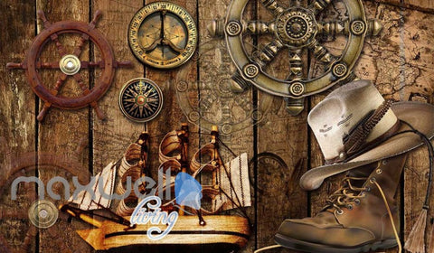 Image of Wood Travel Boots Ship Sea Art Wall Murals Wallpaper Decals Prints Decor IDCWP-JB-000031