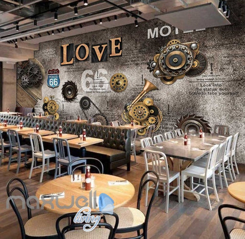 Image of Steampunk Metal Gear Cog Art Wall Murals Wallpaper Decals Prints Decor IDCWP-JB-000032