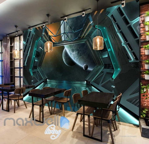 Image of Spaceship Solar Moon View Art Wall Murals Wallpaper Decals Prints Decor IDCWP-JB-000037