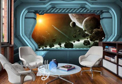Image of Space Meteor Astaroid Moon View Star Art Wall Murals Wallpaper Decals Prints Decor IDCWP-JB-000038
